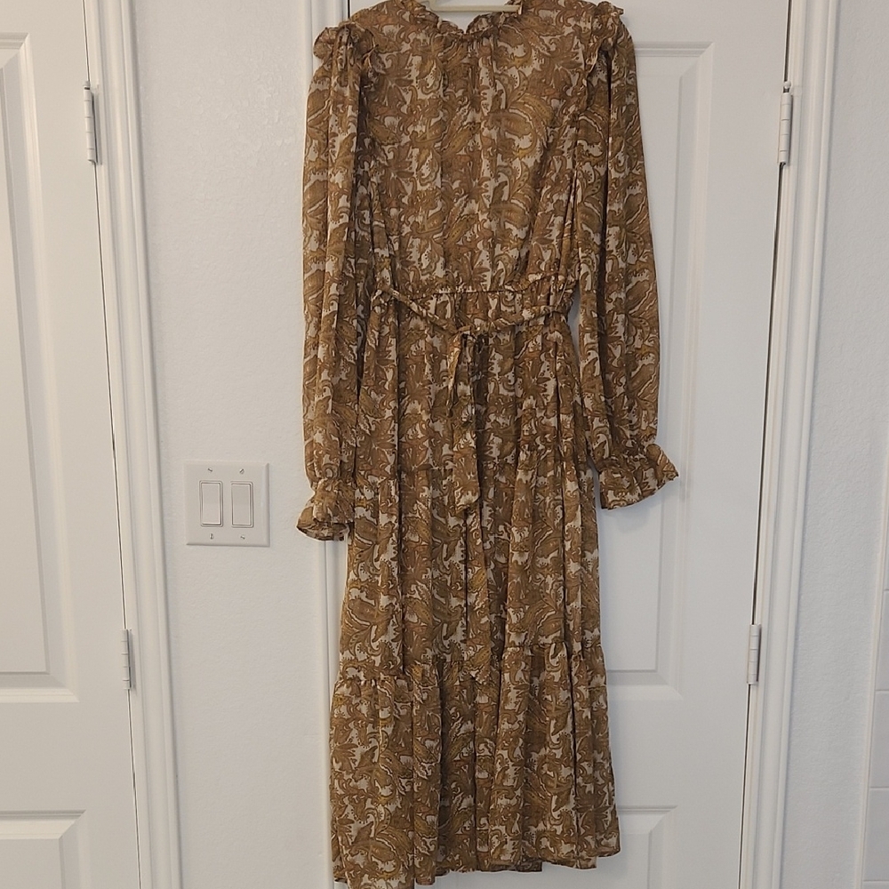 Floral Brown Midi Dress